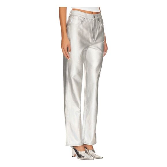 Pistola Cassie Super High Rise Straight Leg Jeans Coated Prism Silver Denim 30 - Picture 5 of 11